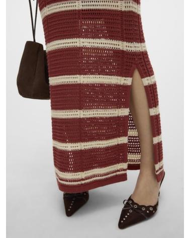 VERO MODA GONNA LUNGA A RIGHE ROSSA MODELLO 10326488 ROJO