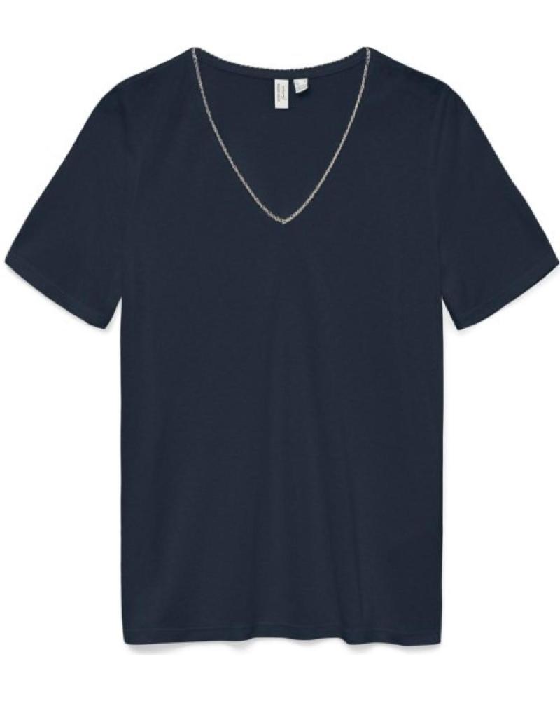VERO MODA T-SHIRT COL V BLEU 10324389 AZUL