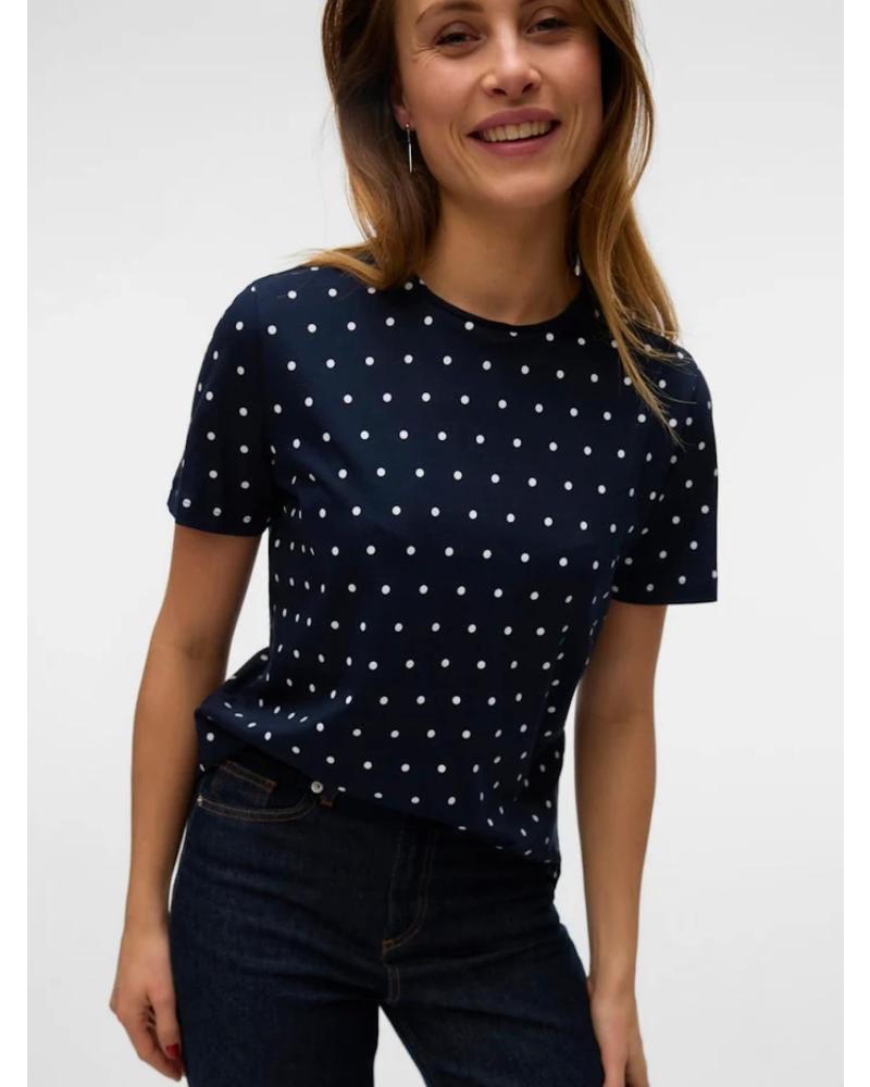 VERO MODA T-SHIRT IMPRIMÉ POIS MODÈLE 10322565 BLEU MARINE AZUL
