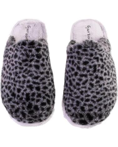 PANTOFOLE GARZON P200 392 STAMPA ANIMALIER NERE NEGRO