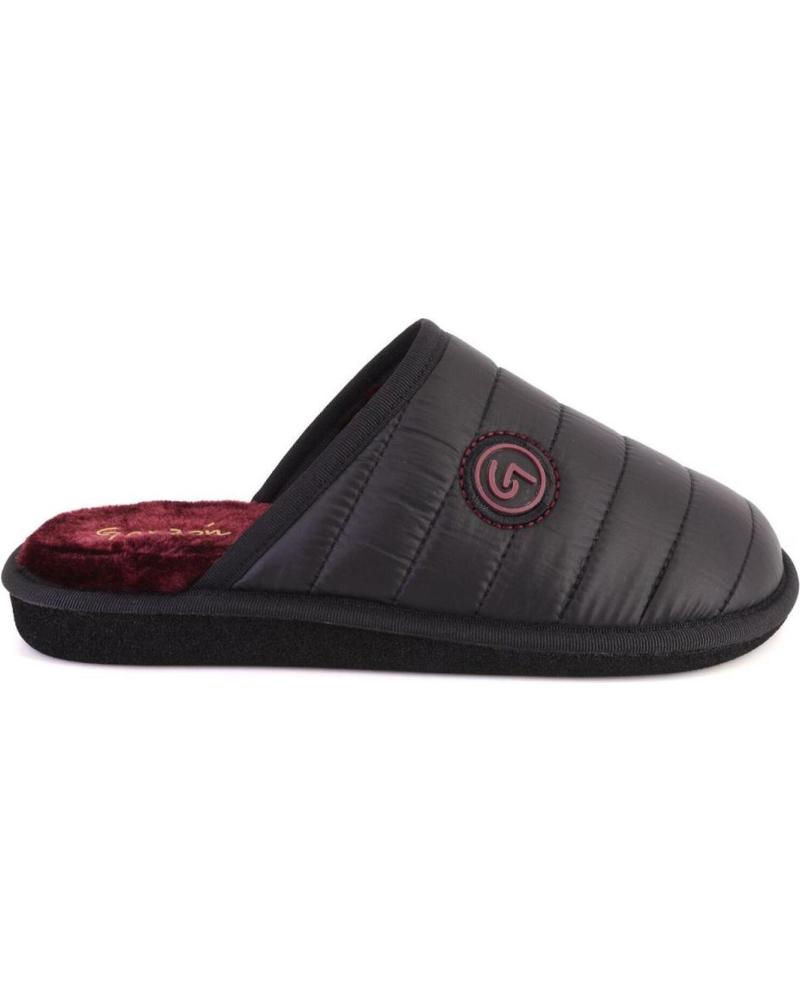 PANTOFOLE GARZON P932 390 NERE CON FODERA GRANATA NEGRO