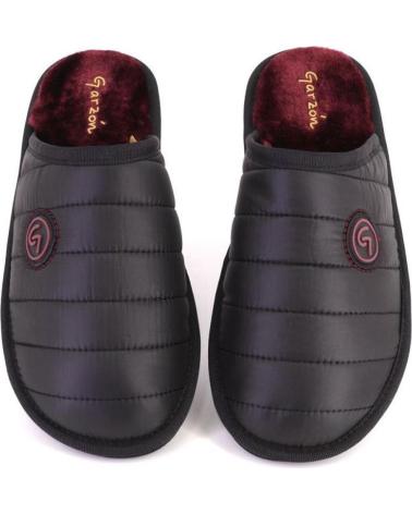 PANTOFOLE GARZON P932 390 NERE CON FODERA GRANATA NEGRO