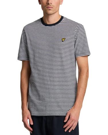 T-SHIRT MANICHE CORTE LYLE & SCOTT TS2232V A RIGHE GRIGIO E BIANCO AZUL