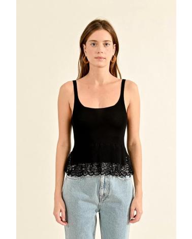 MOLLY BRACKEN TOP DE TIRANTES DETALLE ENCAJE NEGRO