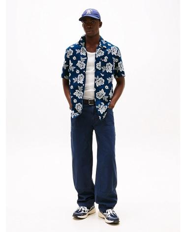 CAMISA TOMMY HILFIGER DM0DM21351 AZUL CON ESTAMPADO FLORAL AZUL