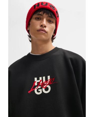 HUGO BOSS FELPA NERA CON LOGO MODELLO 50521081 NEGRO