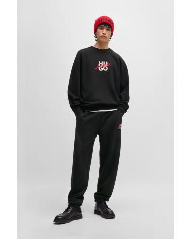 HUGO BOSS FELPA NERA CON LOGO MODELLO 50521081 NEGRO