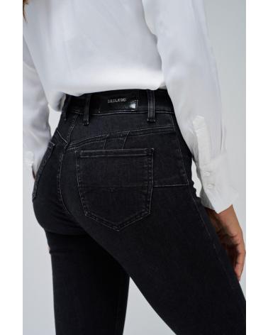 SALSA JEANS SKINNY A VITA ALTA CON BOTTONI, NERO - RIF. 21008380 NEGRO