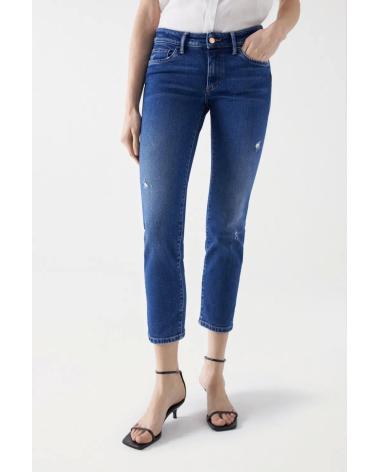 SALSA JEANS SLIM CROPPED EFFETTO USATO, BLU SCURO - RIF. 21008220 VARIOS COLORES