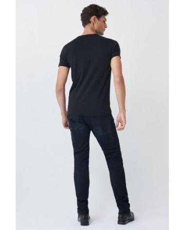 T-SHIRT SALSA NOIR EN COTON COL V AVEC LOGO MODÈLE 21002957 NEGRO