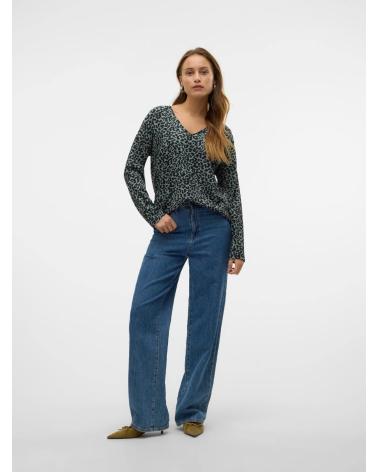 T-SHIRT MANCHES LONGUES VERO MODA 10322080 À IMPRIMÉ VERT VERDE