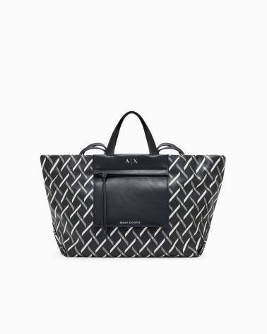 ARMANI EXCHANGE AX TASCHE SCHWARZ GEMUSTERT - MODELL XW001548AF17255 NEGRO