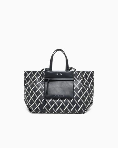 ARMANI EXCHANGE AX TASCHE XW001538AF17255 SCHWARZ MIT LOGO-MUSTER NEGRO
