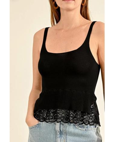 MOLLY BRACKEN TOP DE TIRANTES DETALLE ENCAJE NEGRO