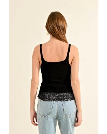 MOLLY BRACKEN TOP DE TIRANTES DETALLE ENCAJE NEGRO