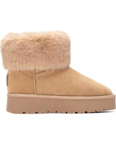 FLACHE STIEFELETTEN XTI 144719 BEIGE MIT PELZBESATZ BEIGE