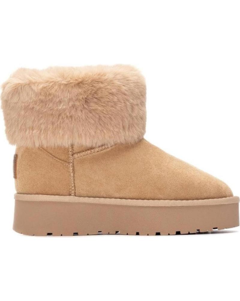 FLACHE STIEFELETTEN XTI 144719 BEIGE MIT PELZBESATZ BEIGE