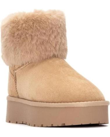FLACHE STIEFELETTEN XTI 144719 BEIGE MIT PELZBESATZ BEIGE