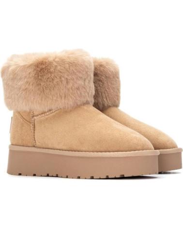 FLACHE STIEFELETTEN XTI 144719 BEIGE MIT PELZBESATZ BEIGE