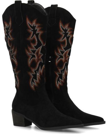 BOTAS CAMPERAS SPORT3PUNTO0 YG876 NEGRAS CON BORDADOS VARIOS COLORES