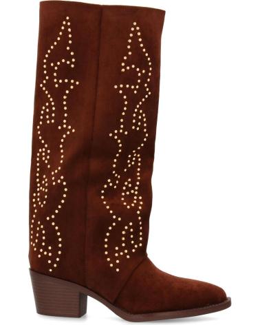 BOTAS COWBOY SPORT3PUNTO0 4022 DE ANTE MARRÓN CON REMACHES BORDADOS VARIOS COLORES