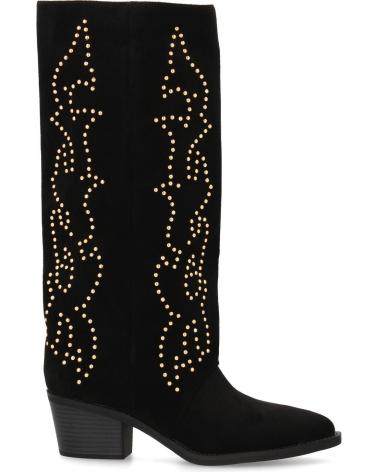 BOTAS COWBOY SPORT3PUNTO0 4022 DE ANTE NEGRO CON REMACHES BORDADOS VARIOS COLORES