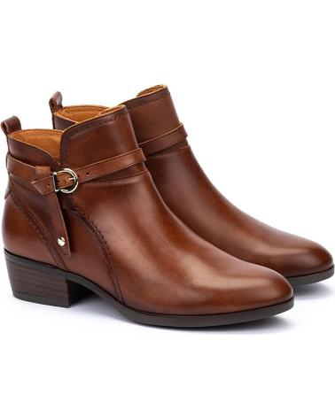 PIKOLINOS DAROCA W1U-8901C1 STIEFELETTEN AUS COGNACFARBENEM LEDER MIT GEFLOCHTENEN DETAILS MARRóN