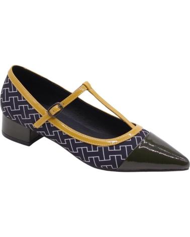 AZAREY MARY JANE SHOES 597K042 GREEN WITH GEOMETRIC PATTERN AND GOLD TRIM VERDE