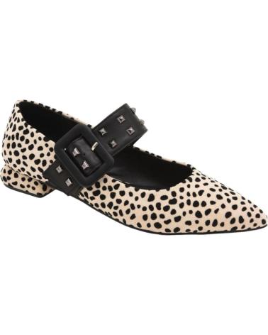 AZAREY 578K114 BEIGE MARY JANE FLATS WITH BUCKLE AND ANIMAL PRINT BEIGE