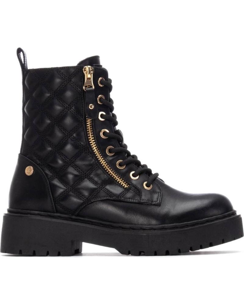 XTI BASIC 130409 MILITÄRSTIEFEL SCHWARZ MIT GOLDREISSVERSCHLUSS UND STEPPDETAILS NEGRO