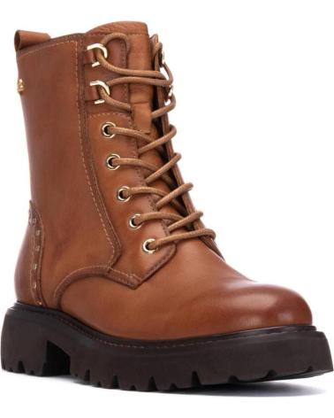 BOTAS MILITARES EM COURO CARMELA 162690 CAMEL COM ATACADORES E ZÍPER CAMEL