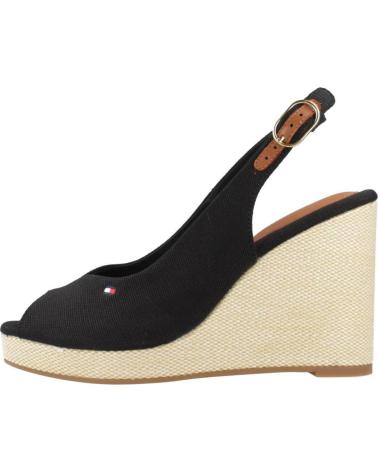 TOMMY HILFIGER BLACK OPEN-TOE WEDGE SANDALS MODEL FW0FW08597 BDS