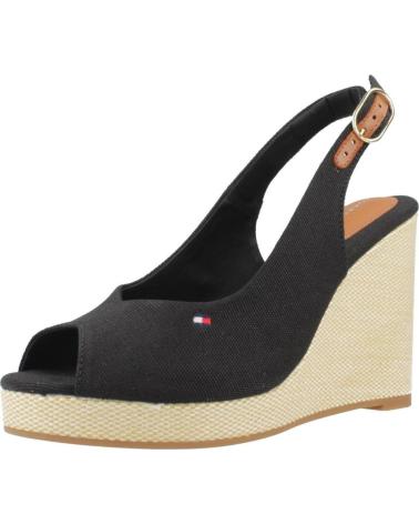 TOMMY HILFIGER SANDALES COMPENSÉES BOUT OUVERT NOIRES MODÈLE FW0FW08597 BDS