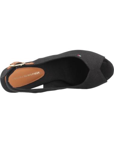 TOMMY HILFIGER SANDALES COMPENSÉES BOUT OUVERT NOIRES MODÈLE FW0FW08597 BDS