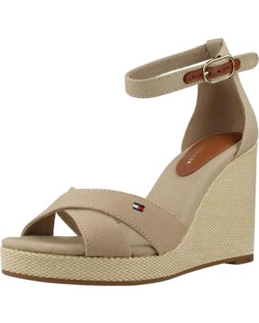 TOMMY HILFIGER FLAG HIGH WEDGE ESPADRILLE PLATFORM SANDALS BROWN ACC
