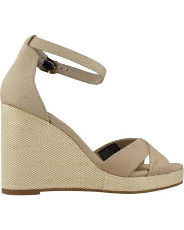 TOMMY HILFIGER FLAG HIGH WEDGE ESPADRILLE PLATFORM SANDALS BROWN ACC