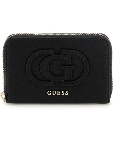 GUESS CARTEIRA SWBG9536140 PRETA COM LOGOTIPO GRAVADO E ZÍPER NEGRO