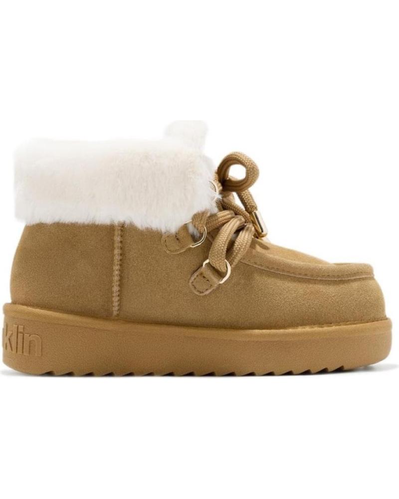 FLACHE STIEFELETTEN D. FRANKLIN DFSH375006 AUS BRAUNEM LEDER MIT LAMMFELLFUTTER MARRóN