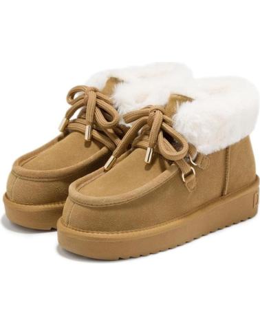 FLACHE STIEFELETTEN D. FRANKLIN DFSH375006 AUS BRAUNEM LEDER MIT LAMMFELLFUTTER MARRóN