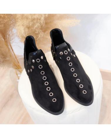 STIVALETTI L&R SHOES NERI CON BORCHIE B5801 NEGRO