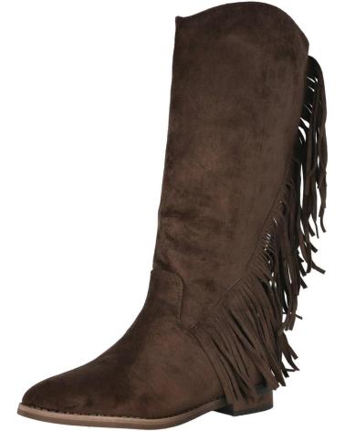 L&R SHOES S-5523 FLACHE STIEFEL MIT FRANSEN BRAUN MARRON