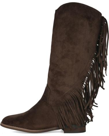 L&R SHOES S-5523 FLACHE STIEFEL MIT FRANSEN BRAUN MARRON
