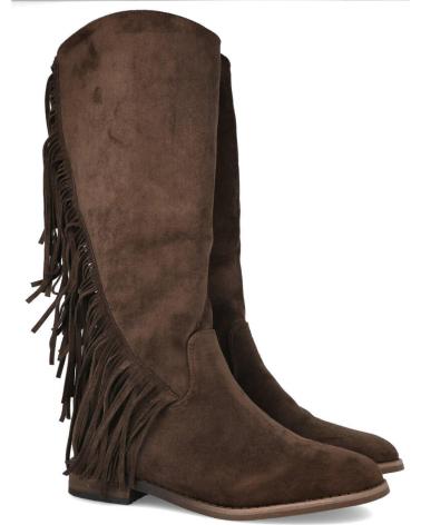 L&R SHOES S-5523 FLACHE STIEFEL MIT FRANSEN BRAUN MARRON