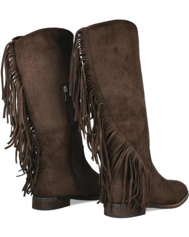 L&R SHOES S-5523 FLACHE STIEFEL MIT FRANSEN BRAUN MARRON