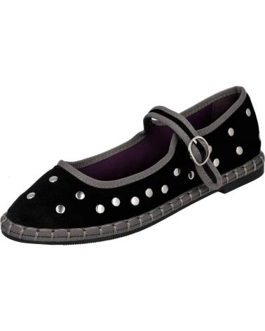 L&R SHOES FB-5553 BLACK VELVET MARY JANES WITH STUDS NEGRO