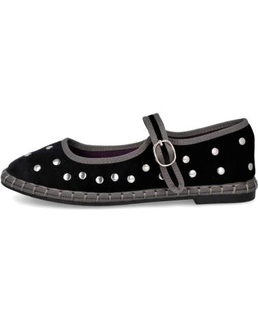 L&R SHOES FB-5553 BLACK VELVET MARY JANES WITH STUDS NEGRO