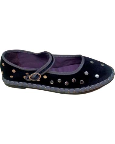 L&R SHOES FB-5553 BLACK VELVET MARY JANES WITH STUDS NEGRO