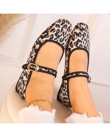 BALLERINE L&R SHOES A888 STAMPA ANIMALIER NERE NEGRO
