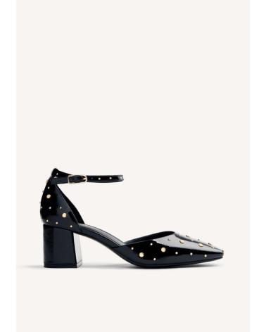 SAPATOS DE SALTO GIOSEPPO KINBRAE PRETOS COM TACHAS REF. 76188 NEGRO