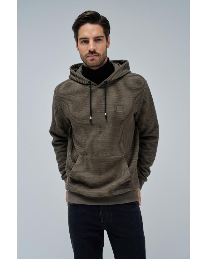 FELPA CON CAPPUCCIO SALSA 21010285 - GRIGIO GRIS
